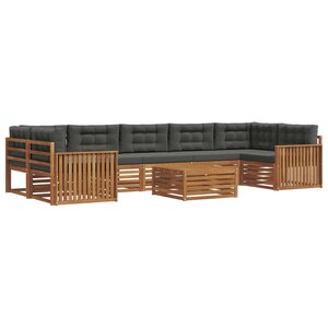 vidaXL Ensemble de canapés d'extérieur 8 Pièces Naturel et Anthracite