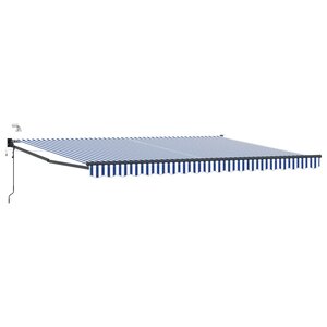 vidaXL Auvent rétractable électrique Bleu et Blanc 5 x 3 m
