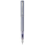 Parker vector xl stylo plume  laque bleu-argent métallisée sur laiton  plume moyenne  encre bleue  blister