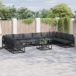vidaXL Ensemble de canapé de jardin 10 Pièces Noir 423 x 211.5 x 71 cm