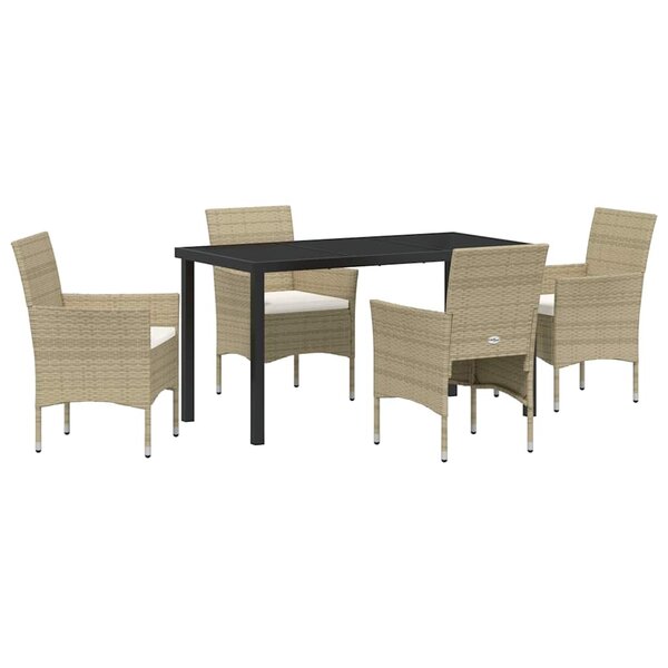 vidaXL Ensemble de salle à manger pour jardin 5 Pièces Beige Poly rotin
