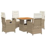 vidaXL Ensemble à manger de jardin avec coussins 5Pièces Beige poly rotin