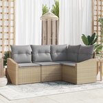 vidaXL Ensemble de salle à manger pour jardin 4 Pièces Beige  Gris clair