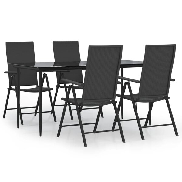 vidaXL Ensemble à manger de jardin 5 Pièces Noir Résine tressée