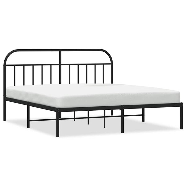 vidaXL Cadre de lit métal sans matelas et tête de lit noir 180x200 cm