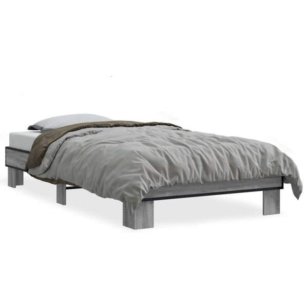 vidaXL Cadre de lit sans matelas sonoma gris 100x200 cm