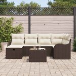 vidaXL Ensemble de canapé de jardin 7 Pièces Marron Poly rotin