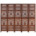 vidaXL Cloison de séparation 5 panneaux Marron 200x165cm Bois manguier