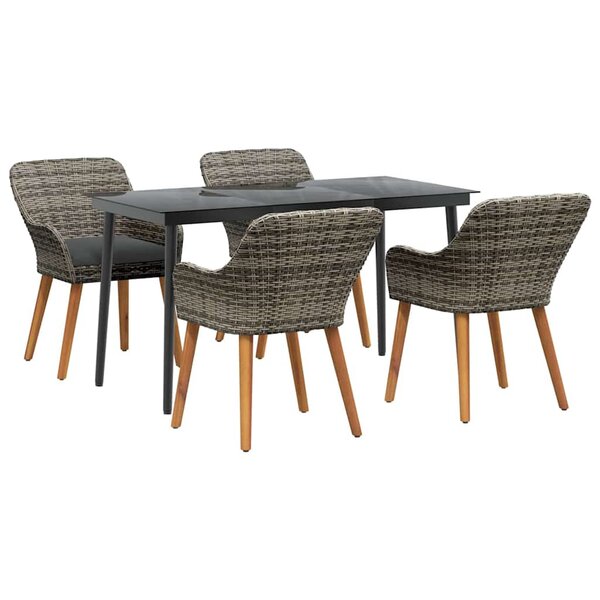 vidaXL Ensemble de salle à manger pour jardin 5 Pièces Gris polyrotin