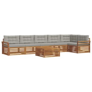 vidaXL Ensemble de canapés d'extérieur 7 Pièces Gris Naturel et Clair