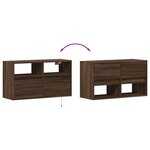 vidaXL Meuble TV mural avec lumières LED chêne marron 80x31x45 cm
