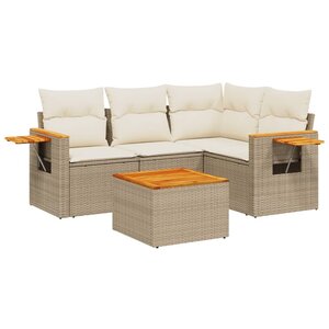 vidaXL Salon de jardin avec coussins 5 Pièces beige résine tressée