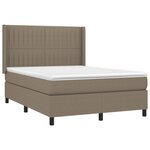 vidaXL Sommier à lattes de lit matelas et LED Taupe 140x200 cm Tissu
