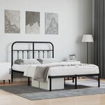 vidaXL Cadre de lit métal avec tête de lit noir 120x190 cm
