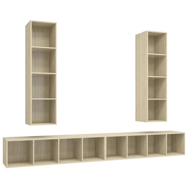 vidaXL Meubles TV muraux 4 Pièces Chêne sonoma Bois d'ingénierie