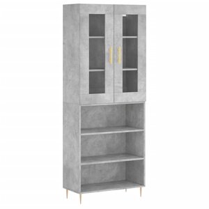 vidaXL Buffet haut Gris béton 69 5x34x180 cm Bois d'ingénierie