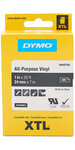 DYMO XTL - Ruban adhésif permanent en vinyle, 24mm x 7m - Blanc sur Noir