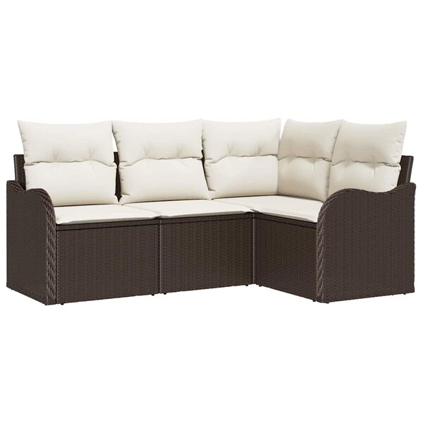 vidaXL Ensemble de canapé de jardin 4 Pièces Marron polyrotin