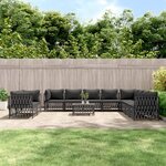 vidaXL Salon de jardin avec coussins 11 Pièces anthracite acier