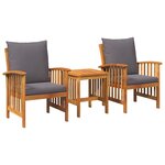 vidaXL Ensemble de canapé de jardin 3 Pièces Marron Bois d'acacia massif