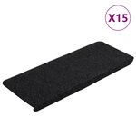 vidaXL Tapis d'escalier auto-adhésifs 15 Pièces 65x24 5x3 5 cm Noir