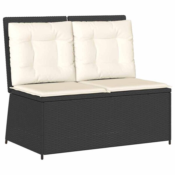 vidaXL Banc de jardin avec coussin Noir Poly rotin