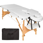 Tectake Table de massage pliante 2 Zones Bois, cosmétique, portable - blanc