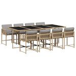 vidaXL Ensemble à manger de jardin et coussins 9 Pièces mélange beige