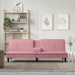 vidaXL Canapé-lit avec porte-gobelets rose velours