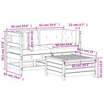 vidaXL Salon de jardin 3 Pièces avec coussins bois de pin imprégné
