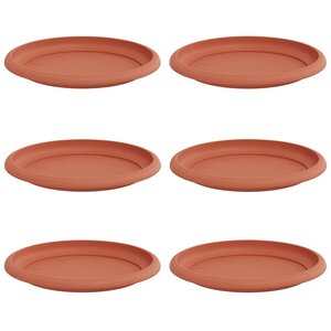 vidaXL Plateau à fleurs rond 6 pc Rouge brique Ø 19 x 2 cm Plastique