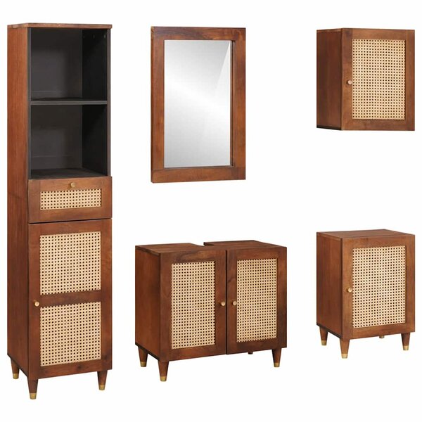 vidaXL Mobilier de salle de bain avec tiroir 5 Pièces 38 x 33 x 160 cm
