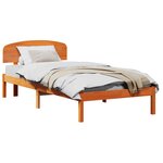 vidaXL Cadre de lit avec tête de lit Brun cire 75 x 190 cm Pin massif