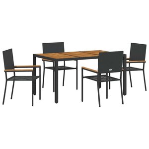 vidaXL Ensemble de salle à manger pour jardin 5 Pièces Noir polyrotin
