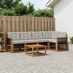 vidaXL Ensemble de canapés d'extérieur 6 Pièces Naturel et gris clair