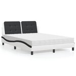 vidaXL Lit avec matelas blanc et noir 120x200 cm similicuir