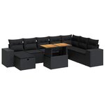 vidaXL Salon de jardin avec coussins 9 Pièces noir résine tressée acacia