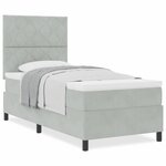 vidaXL Lit à ressorts avec matelas Gris clair 90 x 200 cm Velours