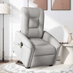 vidaXL Fauteuil de massage inclinable gris nuage tissu