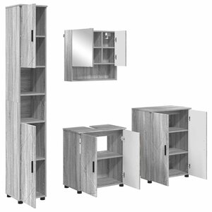 vidaXL Ensemble de mobilier de salle de bain 4 Pièces Gris Sonoma
