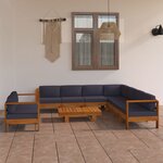vidaXL Salon de jardin 9 Pièces avec coussins gris foncé Bois d'acacia