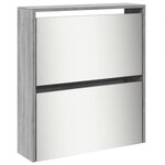 vidaXL Armoire à chaussures miroir 5 niveaux sonoma gris 63x17x169 5cm