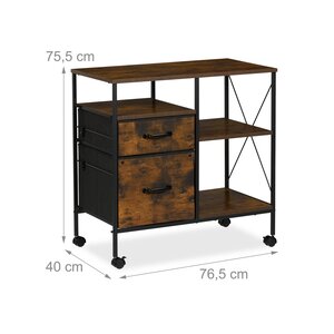 Caisson mobile à roulettes bureau espace de rangement 80 x 40 x 75 cm pratique style industriel en métal noir 13_0017193