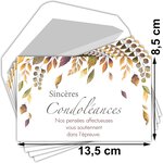 Lot 5 cartes remerciements condoléances +5 enveloppes blanches format 9x14cm