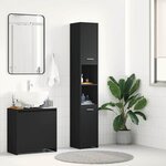vidaXL Armoire de salle de bain Noir 30x30x183 5 cm Bois d'ingénierie