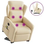 vidaXL Fauteuil inclinable de massage Crème Tissu