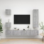 vidaXL Ensemble de meuble TV 5 Pièces Gris béton Bois d'ingénierie
