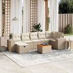 vidaXL Salon de jardin avec coussins 8 Pièces beige résine tressée