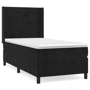 vidaXL Sommier à lattes de lit avec matelas Noir 90x190 cm Velours