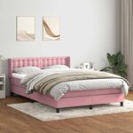 vidaXL Sommier à lattes de lit avec matelas rose 160x220 cm velours